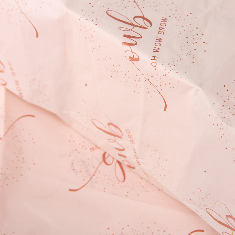 Lenço de papel de embrulho para embalagem de beleza com impressão de logotipo personalizado rosa claro