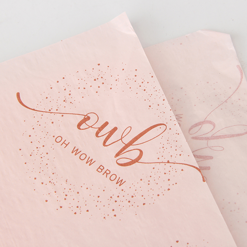 Lenço de papel de embrulho para embalagem de beleza com impressão de logotipo personalizado rosa claro