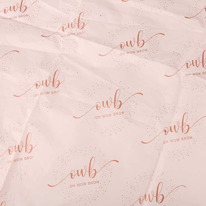 Lenço de papel de embrulho para embalagem de beleza com impressão de logotipo personalizado rosa claro