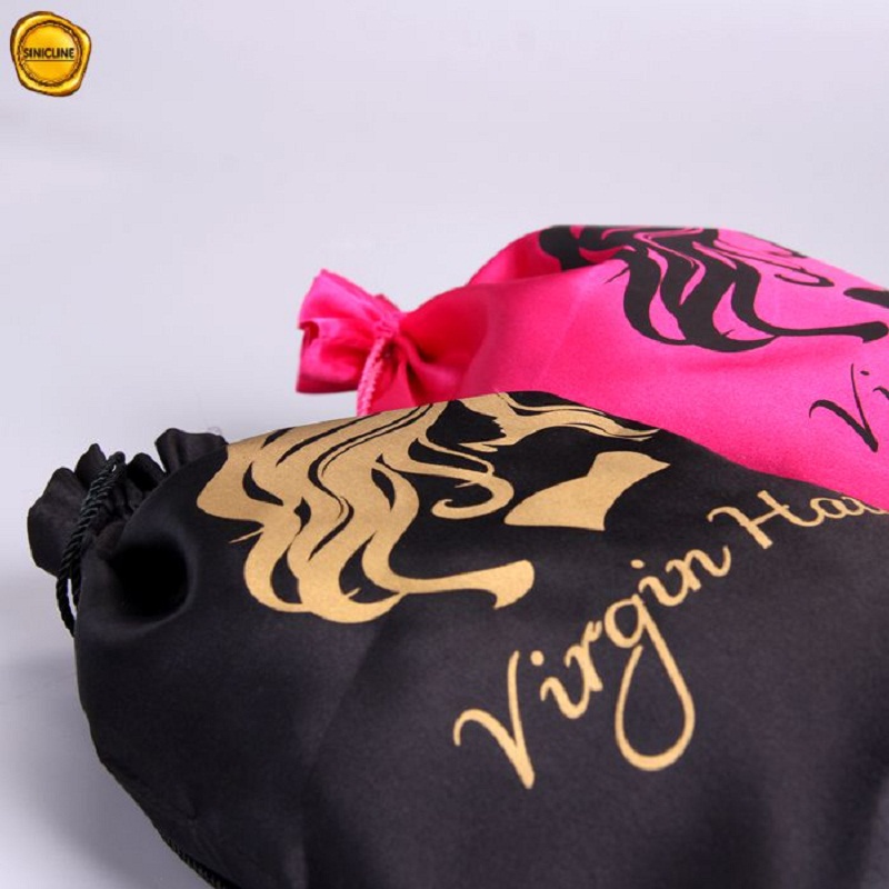 Bolsa de seda rosa com logotipo personalizado para perucas Bolsas personalizadas para perucas