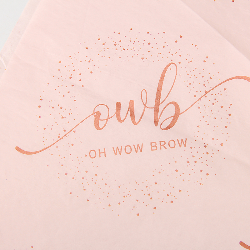 Lenço de papel de embrulho para embalagem de beleza com impressão de logotipo personalizado rosa claro